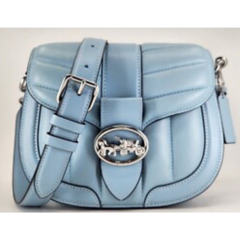 Coach Georgie Puffer Crossbody Saddle Bag Waterfall Blue